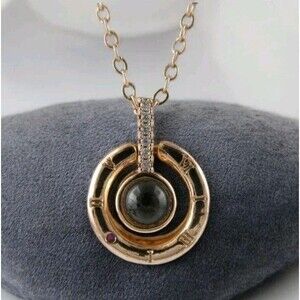 Rose Gold Over 925 Sterling Silver 100 Language Love Projection Pendant Necklace